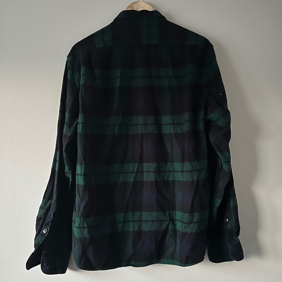 J. Crew XL Slim Fit Flannel Shirt Green Blue Plaid Long Sleeve - Picture 4 of 6